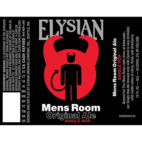 Elysian Mens Room Original Ale Single Hop by Elysian Brewing Co, beer label