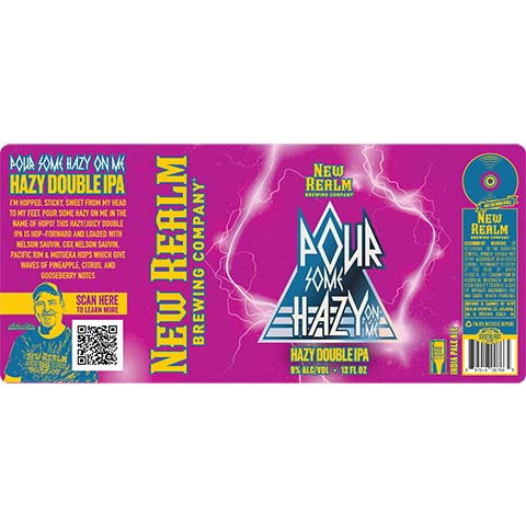 New Realm Pour Some Hazy On Me Hazy DIPA by New Realm Brewing, beer label