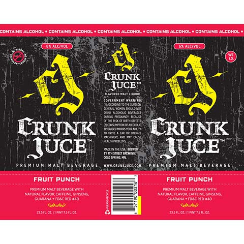 Crunk Juce Fruit Punch by 7th Street Brewing, beer label