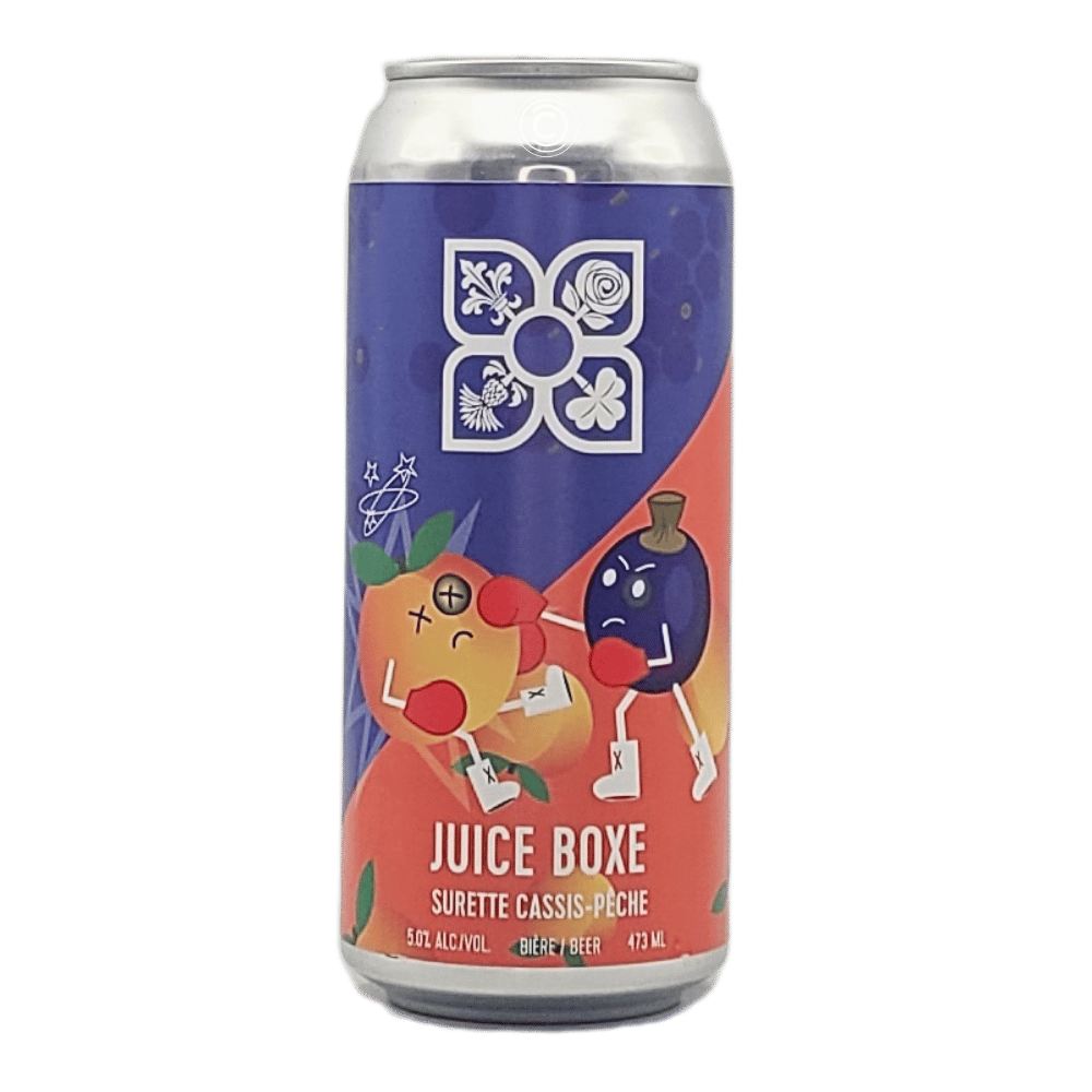 Juice Boxe: Blackberry vs. Lemon Sour by 4 Origines Microbrewery, beer label