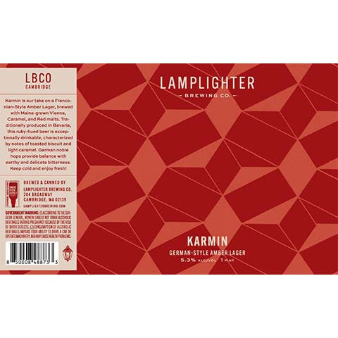 Lamplighter Karmin Lager by Lamplighter Brewing Co., beer label
