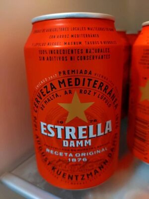 Estrella Damm by Damm, beer label