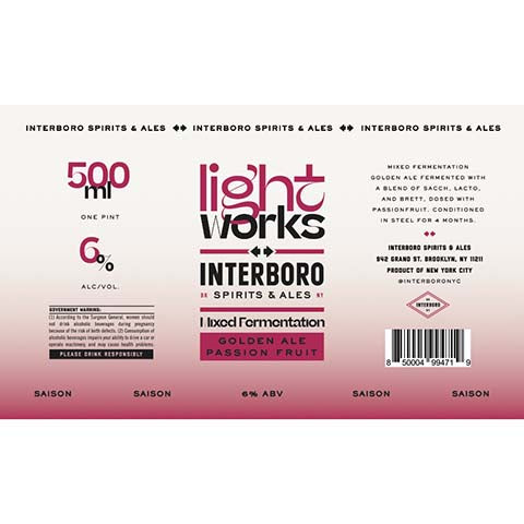 Interboro Light Works Golden Ale by Interboro Spirits And Ales, beer label