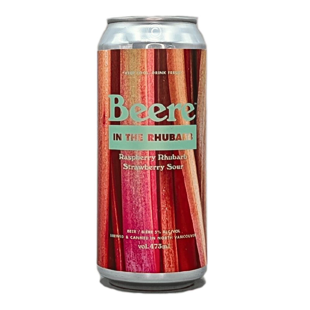 In The Rhubarb Raspberry, Rhubarb, Strawberry Sour by Beere Brewing Company, beer label