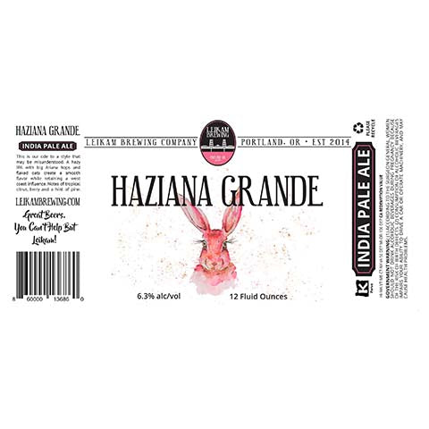 Leikam Haziana Grande IPA by Leikam Brewing Company, beer label