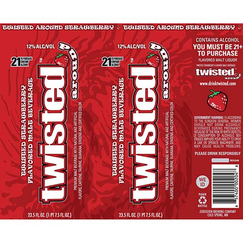 Twisted Tea Around Strawbeery by Twisted Tea Brewing Co., beer label