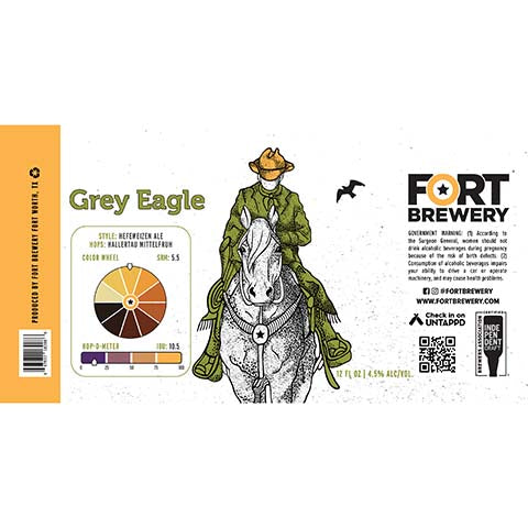 Fort Grey Eagle Hefeweizen Ale by Fort Brewery, beer label