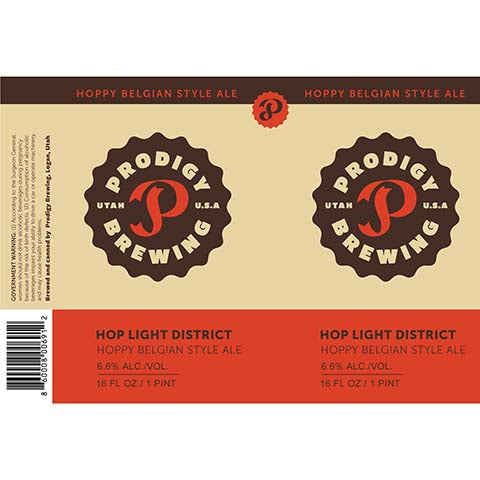 Prodigy Hop Light Hoppy Belgian Ale by Prodigy Brewing, beer label