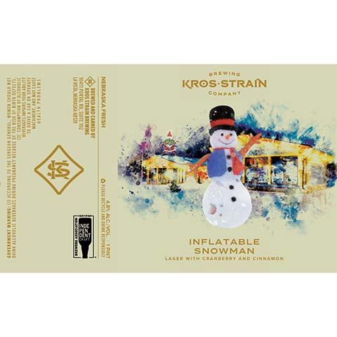 Kros Strain Inflatable Snowman Lager by Kros Strain Brewing Company, beer label