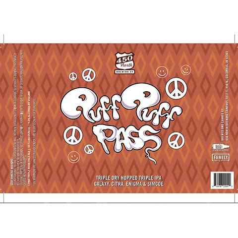 450 North Puff Puff Pass TDH TIPA by 450 North Brewing Company, beer label