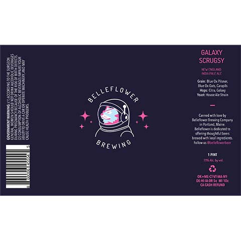 Belleflower Galaxy Scrugsy IPA by Belleflower Brewing, beer label
