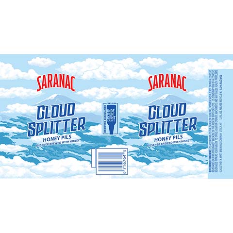 Saranac Cloud Splitter Honey Pils by The F.X. Matt Brewing Company, beer label