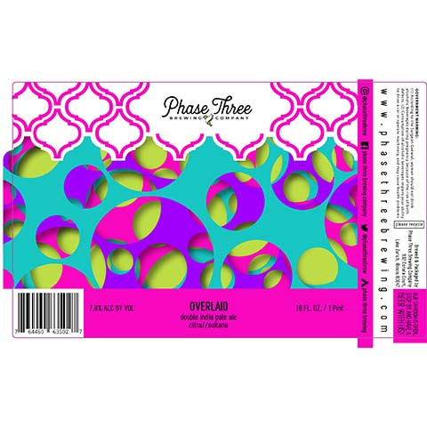 Phase Three Overlaid DIPA by Phase Three Brewing Company, beer label