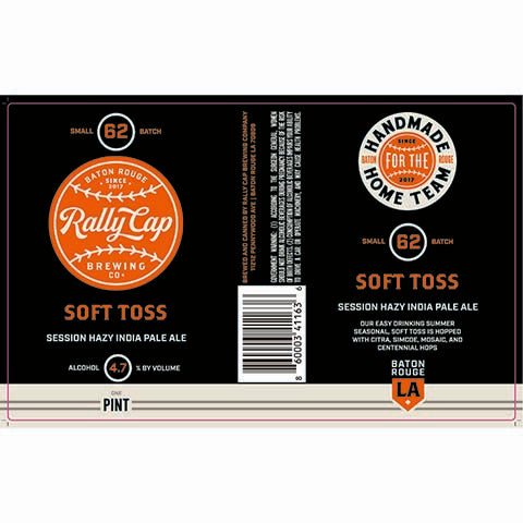Rally Cap Soft Toss Session Hazy IPA by Rally Cap Brewing Company, beer label
