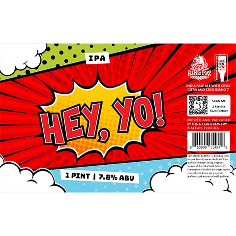 King Fox Hey, Yo! IPA by King fox Brewery, beer label