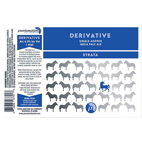 Proclamation Derivative IPA (Strata) by Proclamation Ale Company, beer label