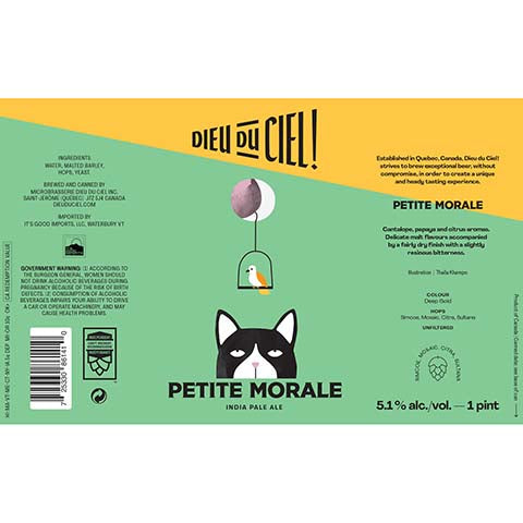 Dieu Du Ciel Petite Morale India Pale Ale by Dieu du Ciel!, beer label