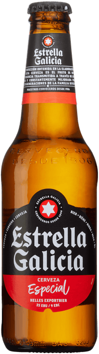 Estrella Galicia Cerveza Especial by Hijos de Rivera, beer label
