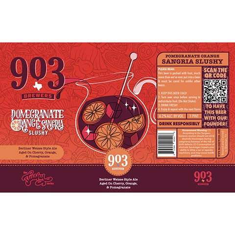 903 Brewers Pomegranate Orange Sangria Slushy Weisse Ale by 903 Brewers, beer label