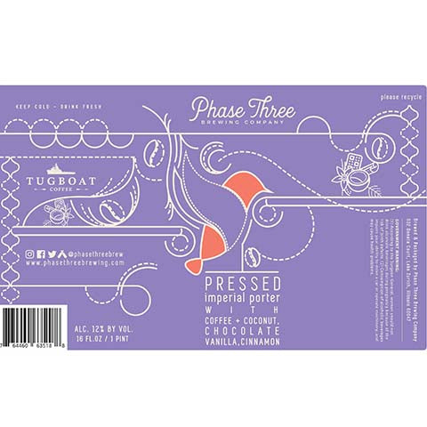 Phase Three Pressed Imperial Porter by Phase Three Brewing Company, beer label