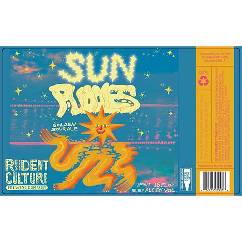 Resident Culture Sun Puddles Golden Sour Ale by Resident Culture Brewing Company, beer label