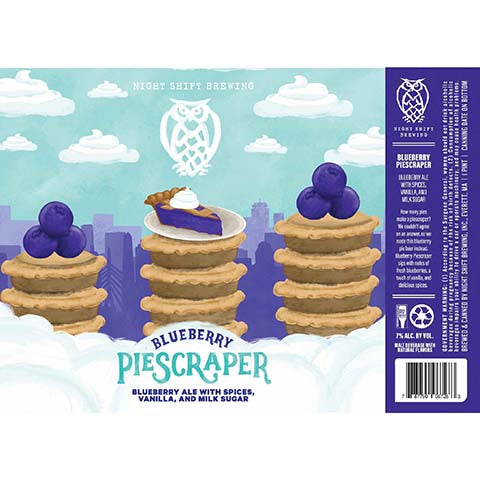 Night Shift Blueberry Piescraper Ale by Night Shift Brewing, beer label