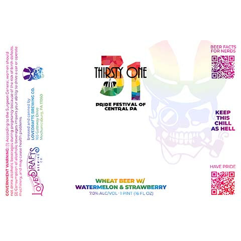 Lovedrafts Thirsty One Wheat by Lovedrafts Brewing Co., beer label