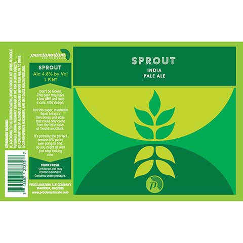 Proclamation Sprout IPA by Proclamation Ale Company, beer label