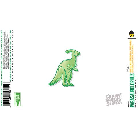 Tripping Animals Parasaurolophus Sour Ale by Tripping Animals Brewing Co., beer label