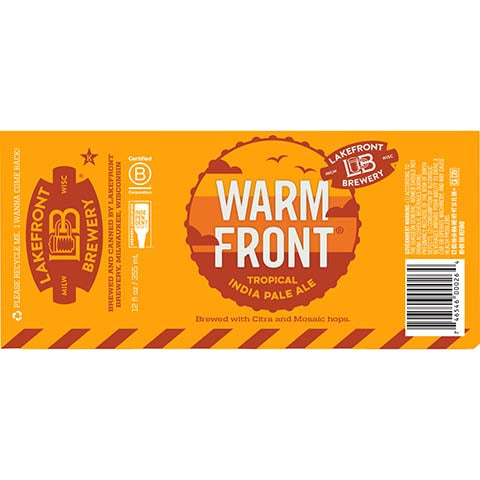 Lakefront Warm Front Tropical IPA by Lakefront Brewery Inc, beer label