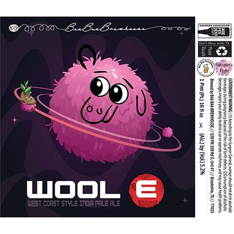 Baa Baa Wool-E West Coast IPA (Falconer's Fight) by Baa Baa Brewhouse, beer label
