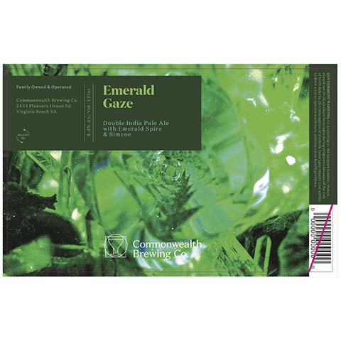Commonwealth Emerald Gaze DIPA by Commonwealth Brewing Co., beer label