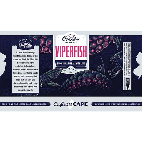 Cape May Viperfish Black IPA by Cape May Brewing Company, beer label