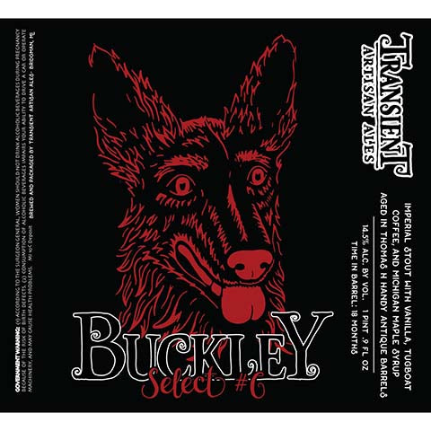 Transient Artisan Ales Buckley #6 Imperial Stout by Transient Artisan Ales, beer label