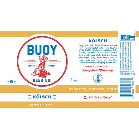 Buoy Kolsch-Style Ale by Buoy Beer Company, beer label