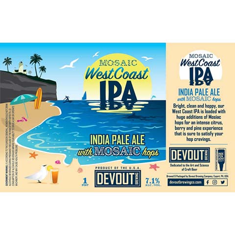 Devout Mosaic West Coast IPA by Devout Brewing Company, beer label