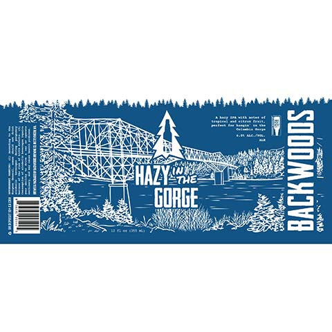 Backwoods Hazy in the Gorge by Backwoods Brewing Co., beer label