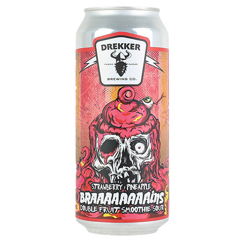 Drekker Strawberry Pineapple Braaaaaaaains Double Fruit Smoothie Sour by Drekker Brewing Company, beer label