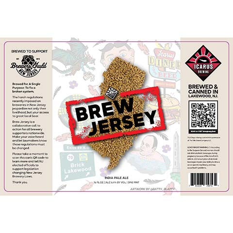 Icarus Brew Jersey IPA by Icarus Brewing Company, beer label