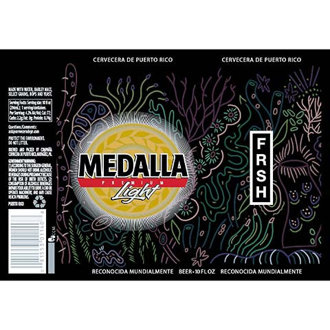 Medalla Light FRSH Black by Compania Cervecera, beer label