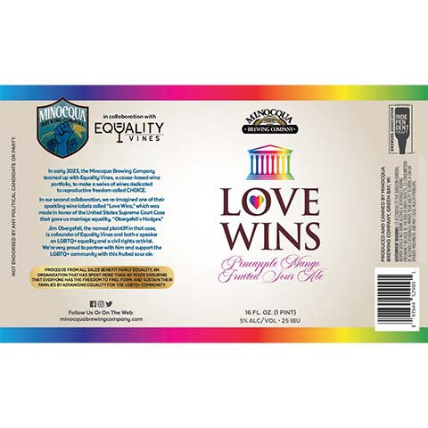 Minocqua Love Wins Sour by Minocqua Brewing Co, beer label