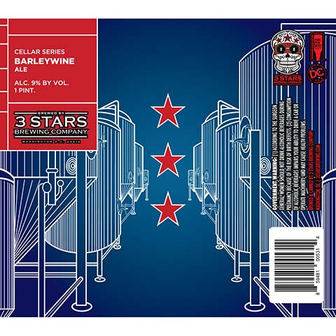 3 Stars Cellar Series Barleywine Ale by 3 Stars Brewing Company, beer label