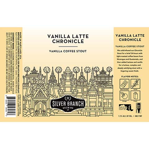Vanilla Latte Chronicle Vanilla Coffee Stout by Silver Branch Brewing, beer label