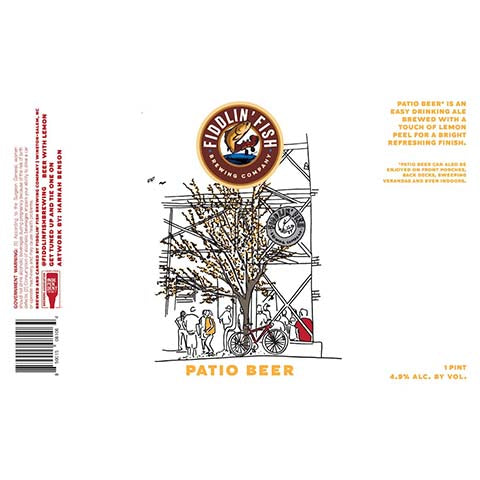 Fiddlin' Fish Patio Beer by Fiddlin' Fish Brewing Company, beer label