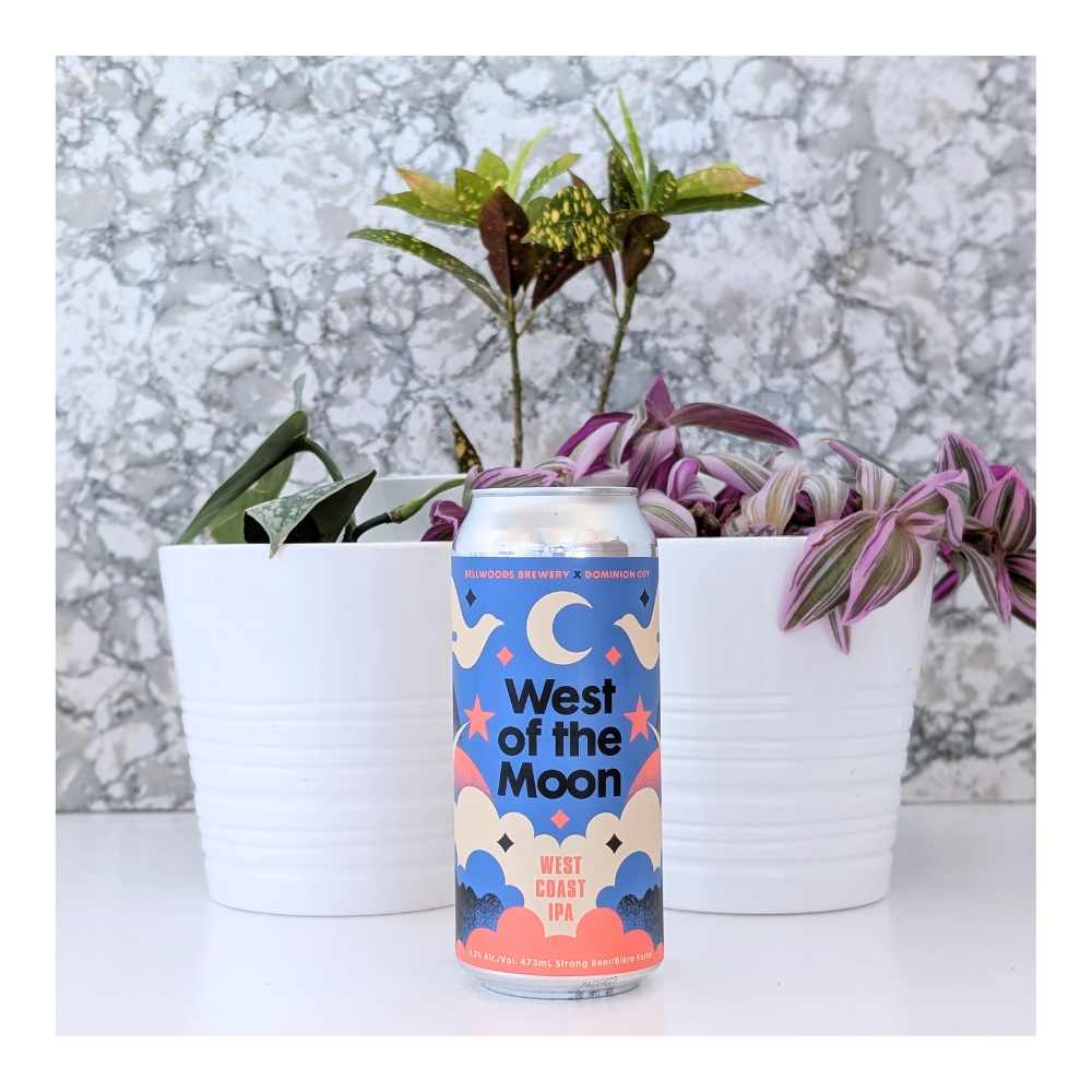 x Dominion City Brewing Co. West of the Moon West Coast IPA by Bellwoods Brewery, beer label
