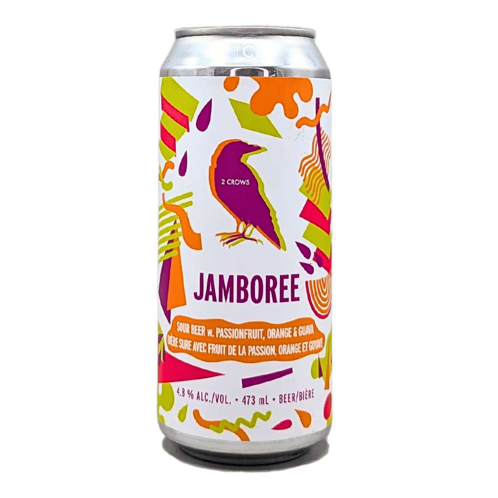 Jamboree: Passionfruit Orange Guava Sour by 2 Crows Brewing Co., beer label