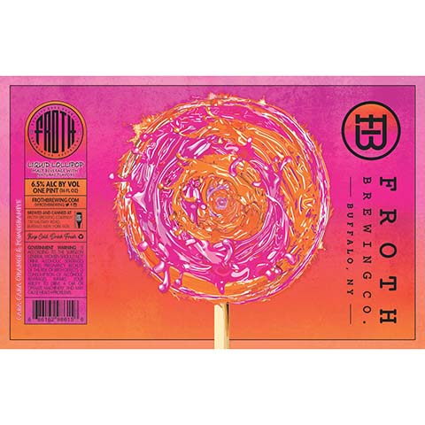 Froth Liquid Lollipop (Cara Cara Orange and Pomegranite) by Froth Craft Brewery, beer label