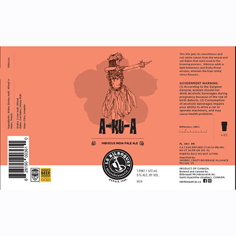 Bilboquet Microbrasserie Akua Hibiscus IPA by Bilboquet Microbrasserie Inc., beer label