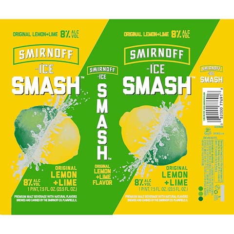 Smirnoff Ice Smash Original Lemon + Lime by Smirnoff, beer label