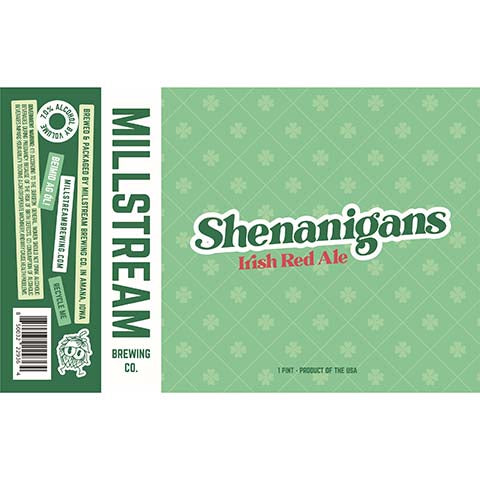 Millstream Shenanigans Irish Red Ale by Millstream Brewing Co, beer label